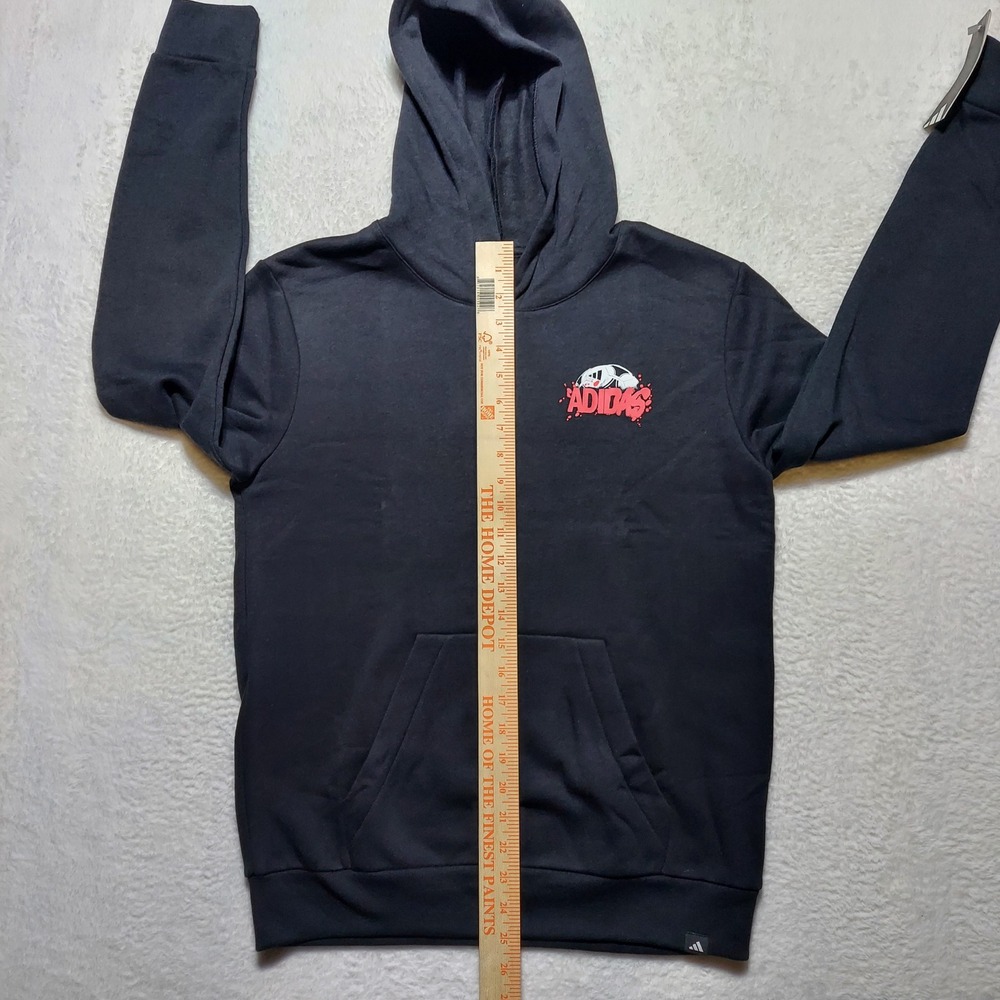 Adidas Hoodie Kids XL (18/20) Black New Soccer Back GRX Fleece Pullover AA11040 - Picture 5 of 11